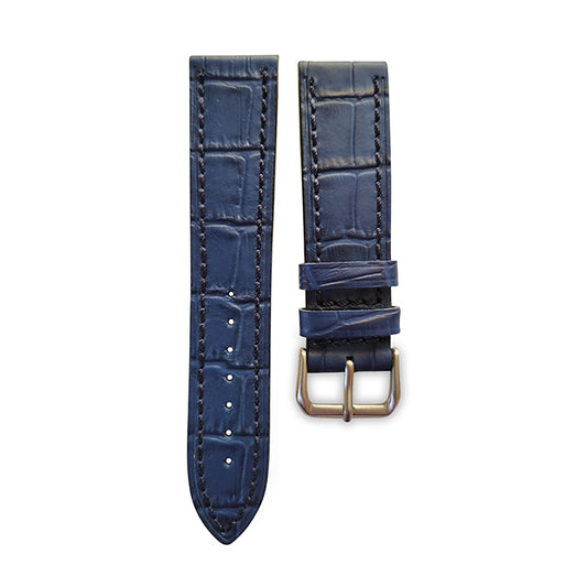 Crocodile Pattern Blue Leather Compatible With Apple Watch