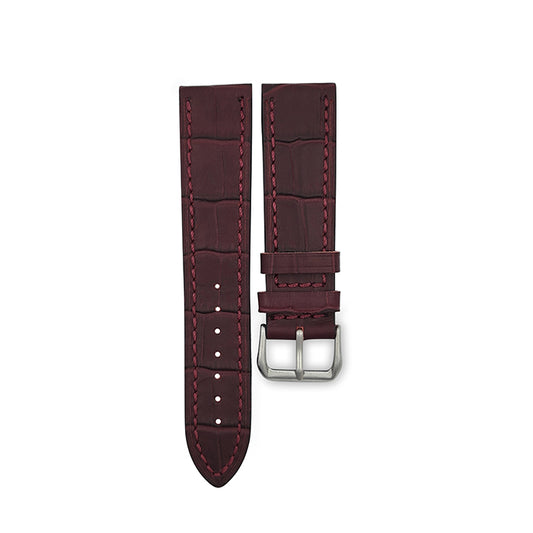 Crocodile Pattern Dark Red Leather Compatible With Apple Watch